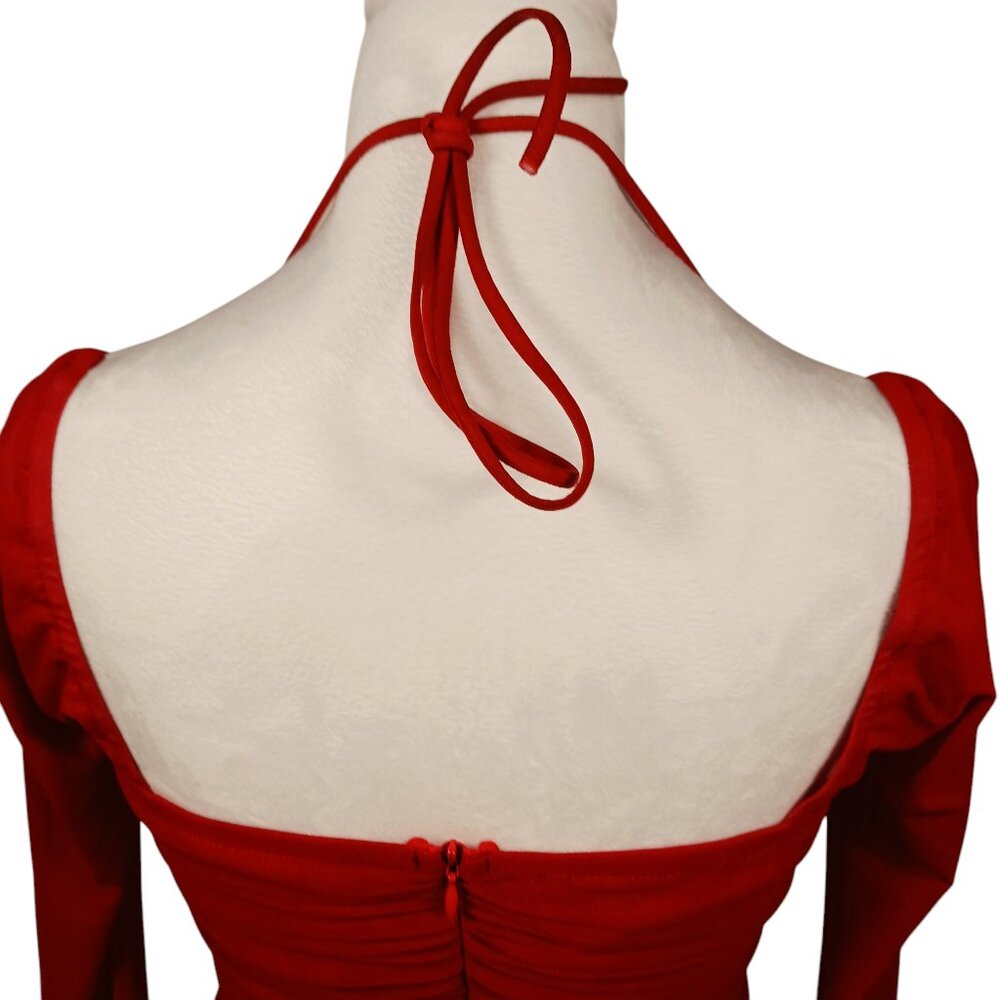 Hello Molly, Ruched, Dark Red, Long Sleeve, Special Occasion Dress, Size 8. - Picture 4 of 14